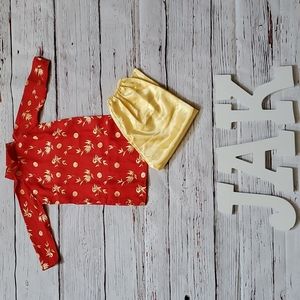 AO DAI - TRADITIONAL VIETNAMESE GIRL DRESS (RED AND GOLD)